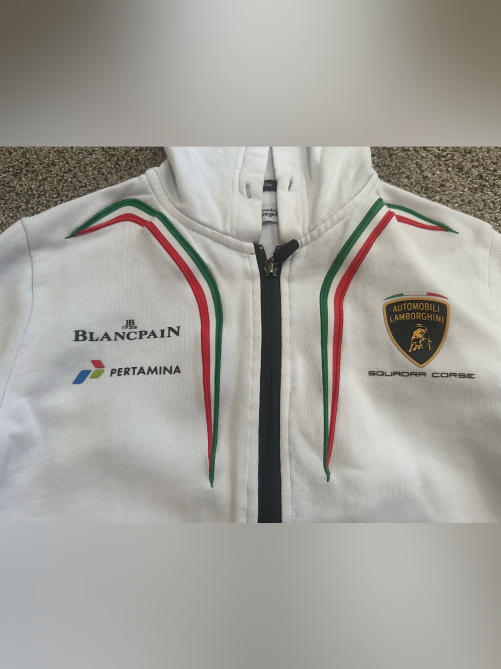 Automobili Lamborghini Kids' White Hooded Jacket - Squadra Corse